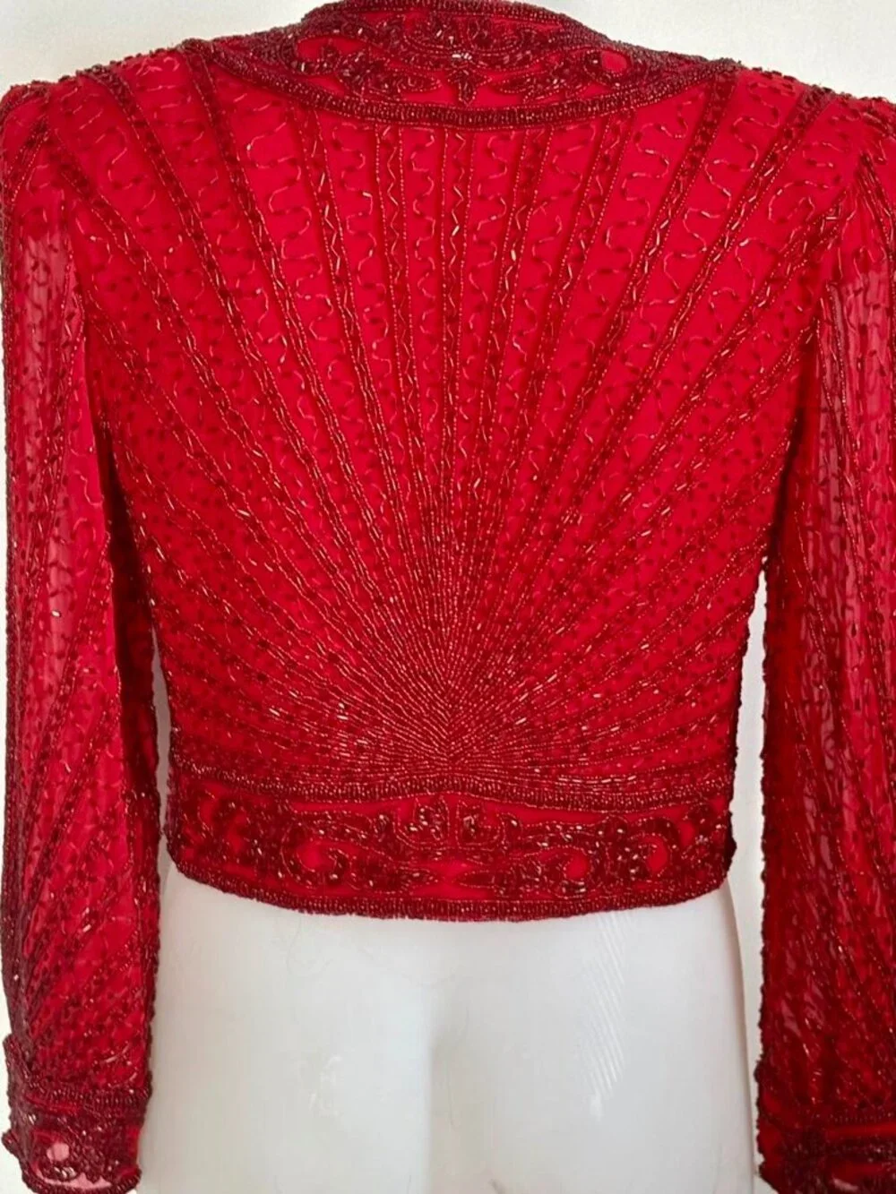 Gagni Designs vintage red full beaded jacket. - Picture 6 of 8